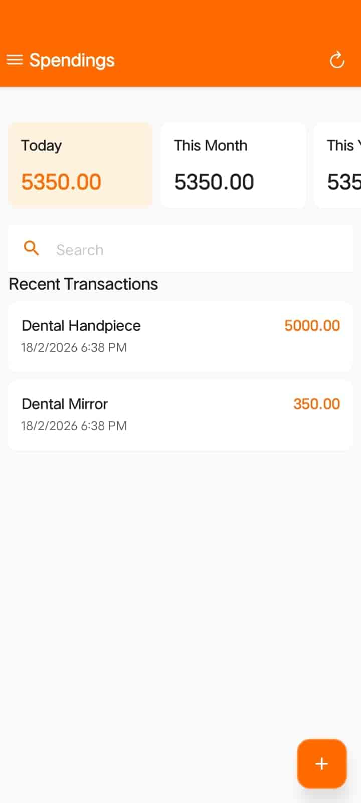 Clinic expense and spending tracker in the Android app — FindClinica dentist & medical software