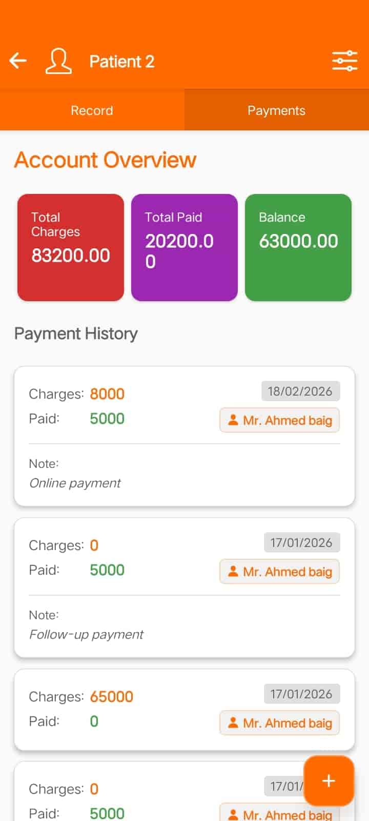 Payment Tracking — FindClinica dental & clinic app screenshot (mobile view)