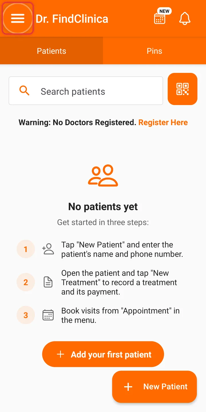 Home screen on a phone with the menu button highlighted