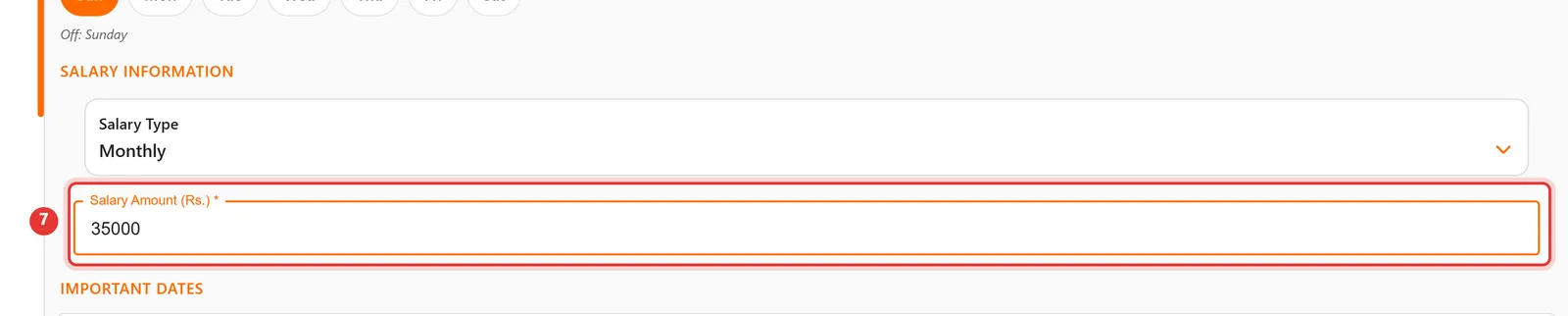 Salary Information section with the Salary Amount field highlighted